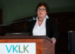 Ministerin Petra Grimm-Benne spricht am 10. April 2024 zum Jahreskongress des VKLK in Magdeburg zu den Themen Krankenhausplanung und Krankenhausfinanzierung